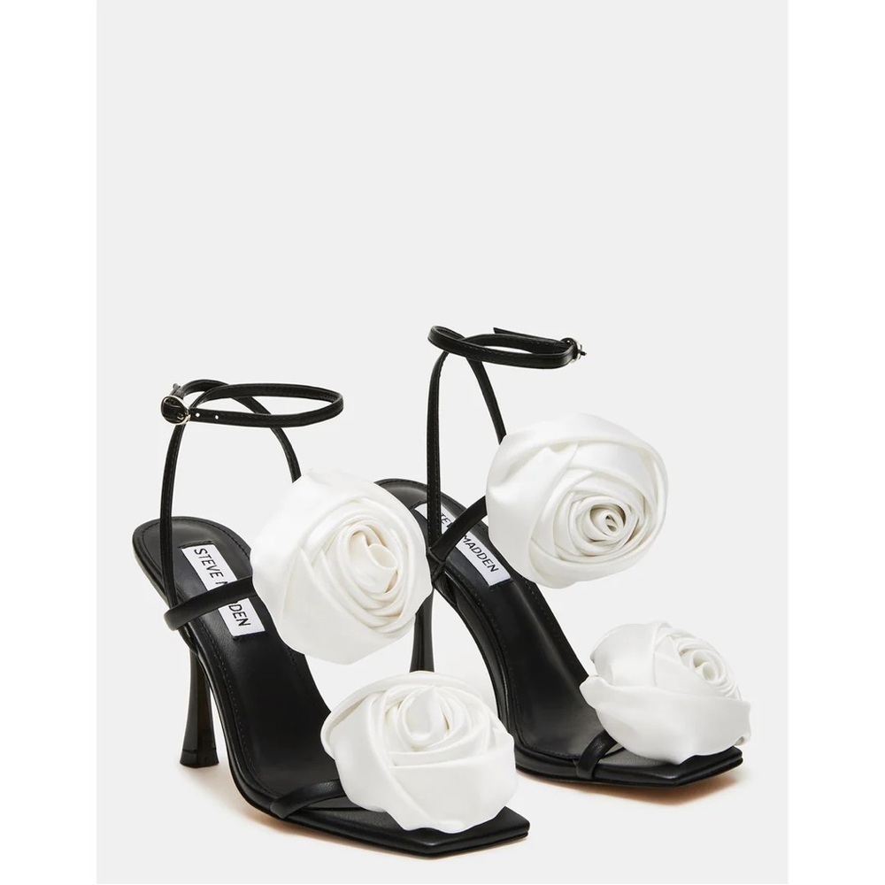 Steve Madden Women's Black and White Floral Heels Rosabel